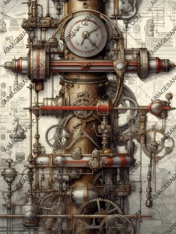 Machine Poster Background: Technical Drawings