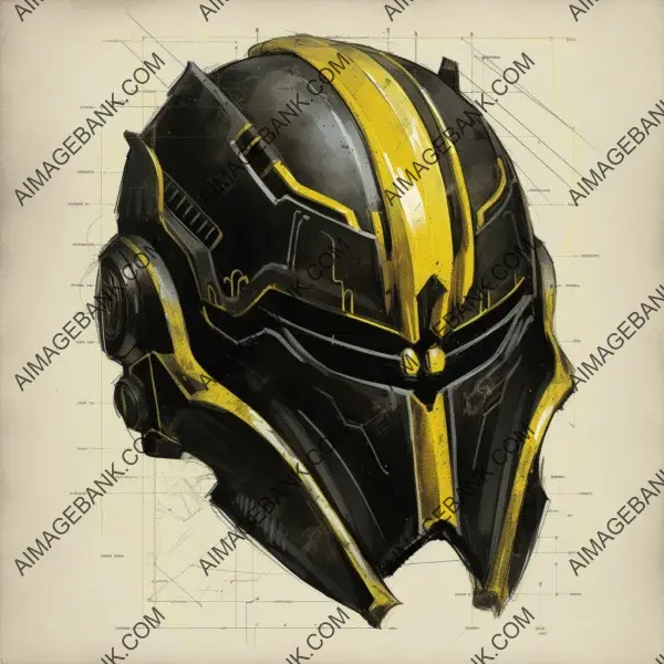 Radiant yellow on black metal helmet