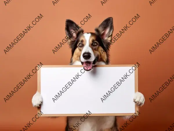 Isolated white dog with blank whiteboard