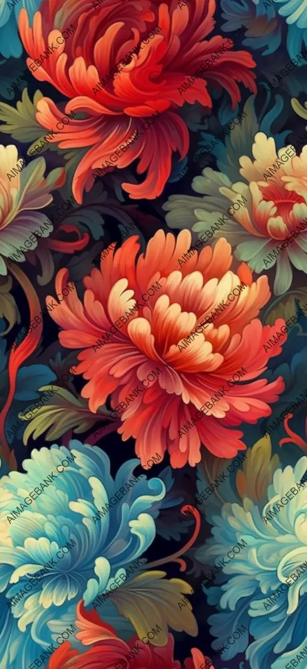 Sensational Chinese Floral-Pattern Vintage Wallpaper