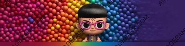 Facebook Cover with Chibi Toy Render and Colorful Background