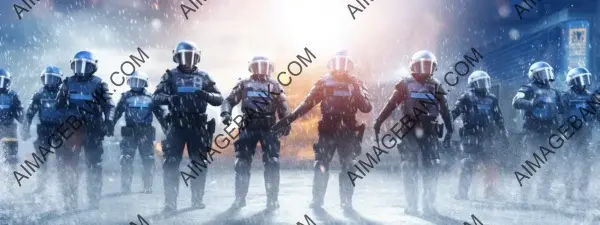 Engaging Photorealistic Police Presence Riot Control Banner