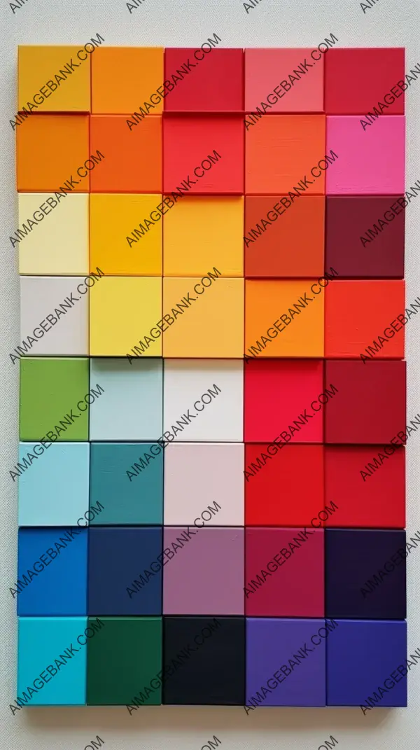 Bold chromatic effect with painted square colors on a white wall