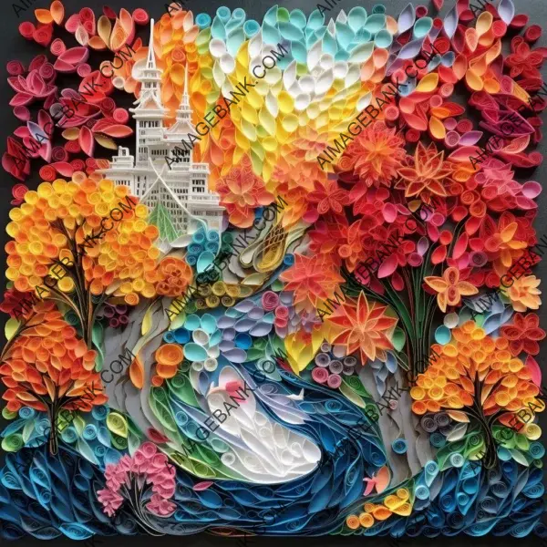 Vibrant and multi-dimensional paper quilling in a captivating photograph