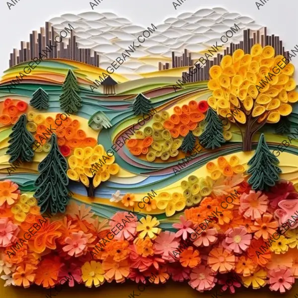 Captivating photograph of vibrant and multi-dimensional paper quilling