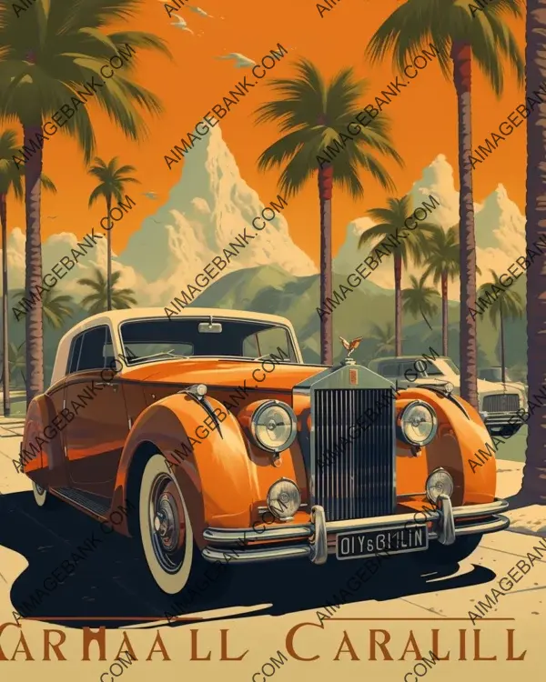 Retro poster showcasing a classic car show