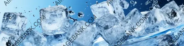 Vibrant Banner Design with a Blue Background and Refreshing Ice and Water