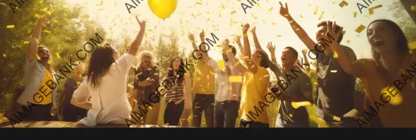 Vibrant Summer Party BBQ Banner with Fun and Laughing People under a Yellow Filter