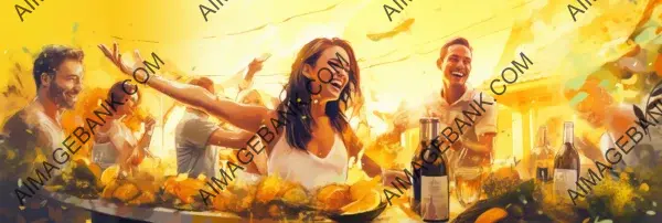 Eye-catching Banner Design for a Summer Party BBQ featuring Fun and Laughing People with a Yellow Filter