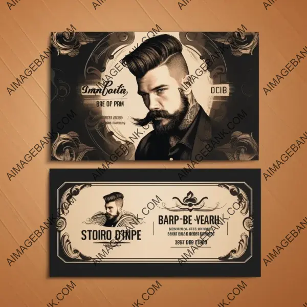 Vintage Barber Shop Business Card Template with Charm