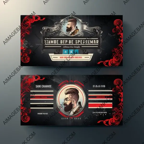 Colorful Barber Shop Business Card Template with Character