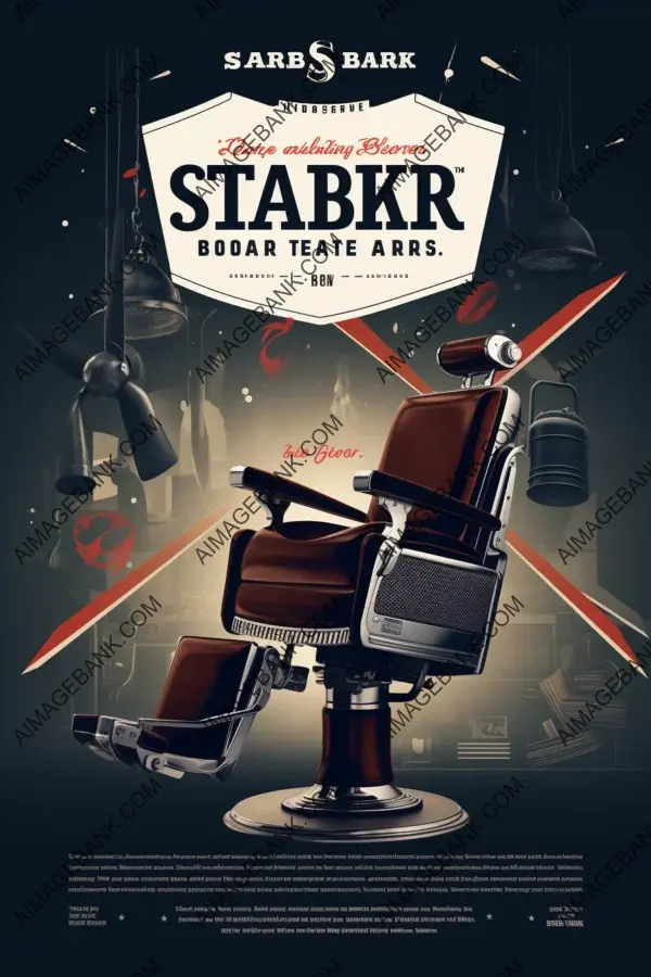 Vibrant flyer design for a barber shop incorporating stylish texts and labels