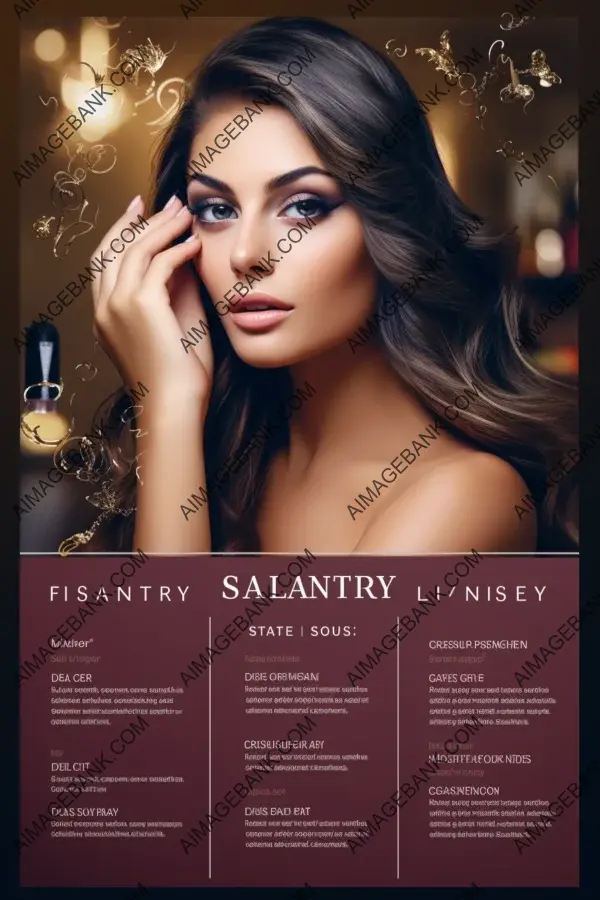 Sophisticated flyer design with a beauty salon theme featuring engaging texts