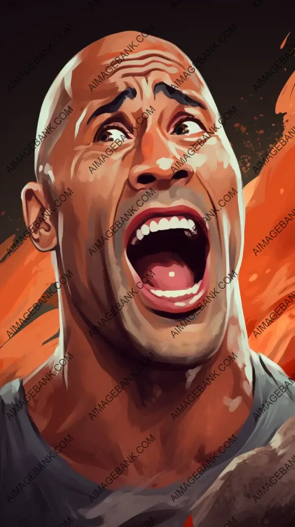 Dwayne Johnson &#8220;The Rock&#8221;: Playful and Energetic Exaggerated Artworks