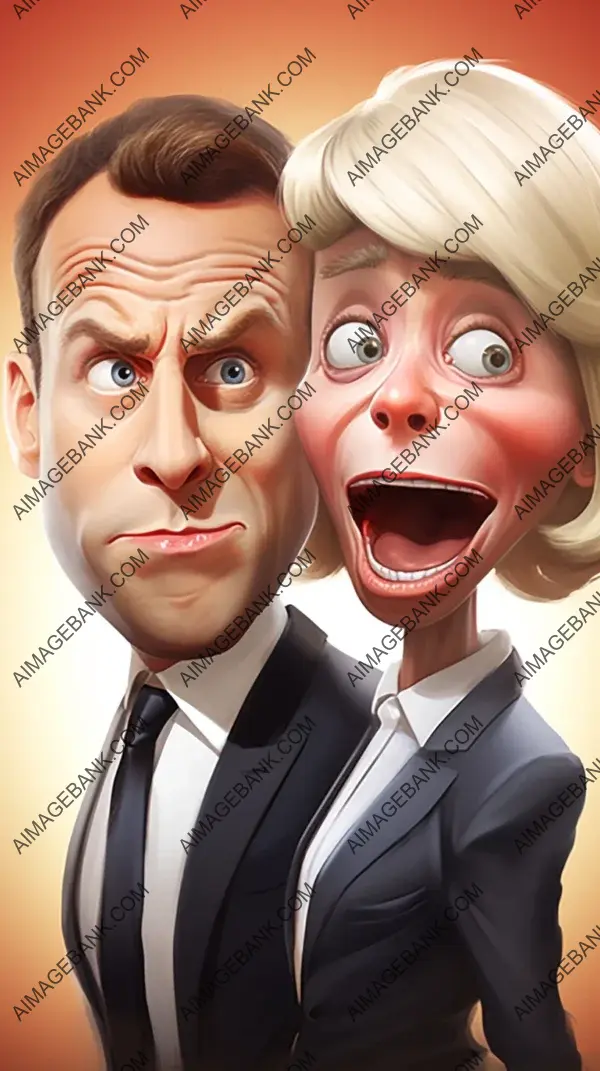 Ultra-Realistic Caricatures of Emmanuel Macron: Larger-than-Life and Expressive Depictions