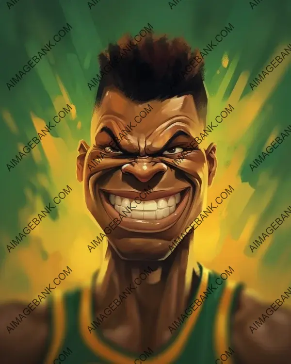 Giannis Antetokounmpo: Bold and Colorful Caricature Style