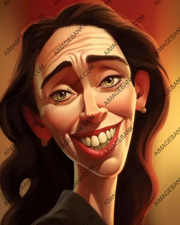 Jacinda Ardern: Dynamic and Vibrant Caricature Style