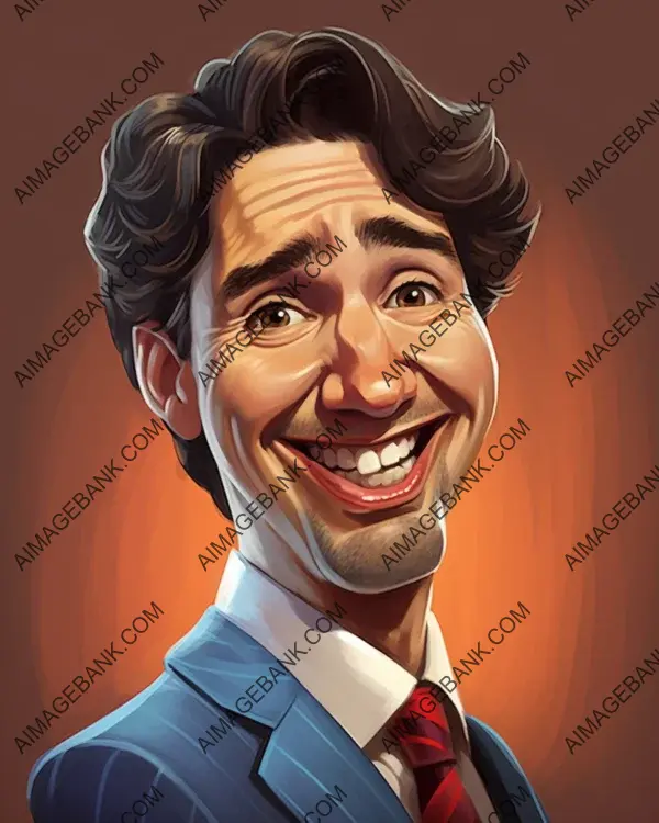 Justin Trudeau: Bold and Colorful Caricatures in Vibrant Style