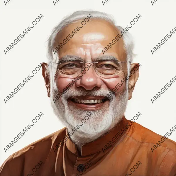 Narendra Modi: Striking Caricatures on a White Background