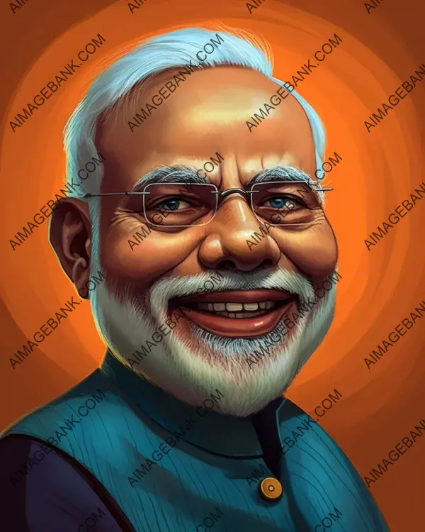 Narendra Modi: Dynamic and Energetic Caricatures in Vibrant Style