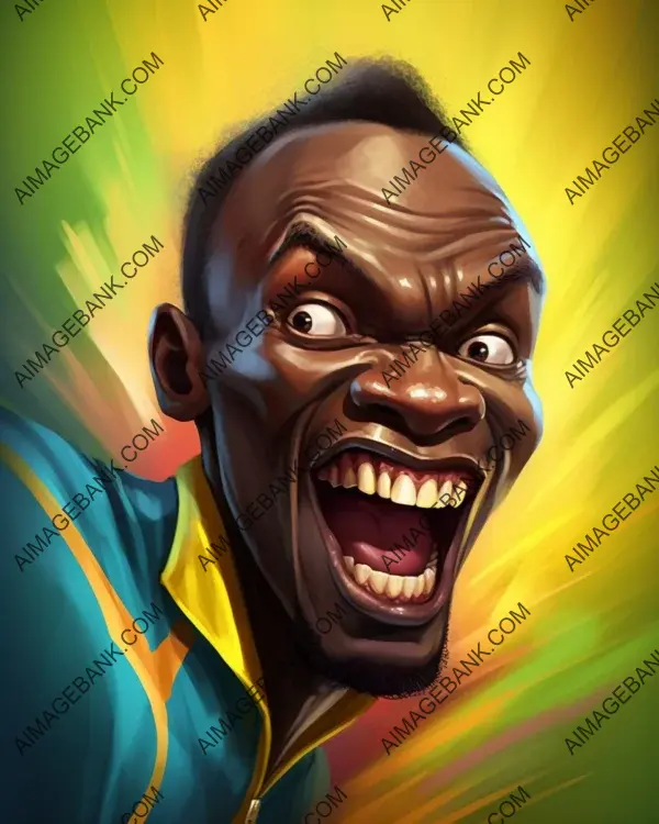 Usain Bolt&#8217;s Style and Athleticism: Vibrant Caricatures in Focus