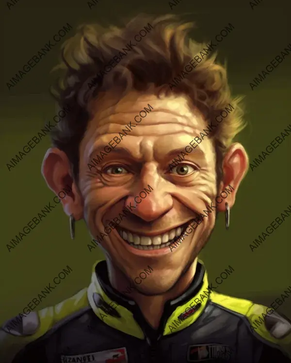 Vibrant Caricature: Valentino Rossi&#8217;s Unique Style and Racing Spirit