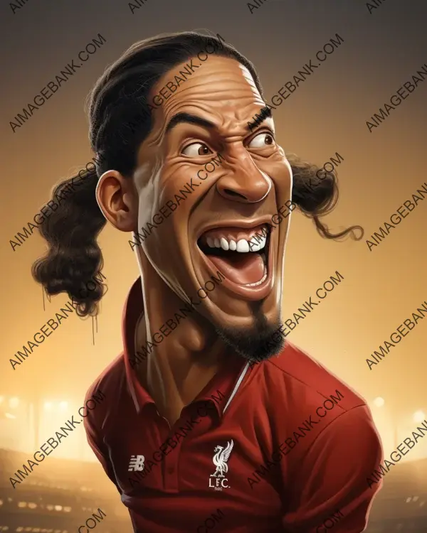 A Caricature of Virgil van Dijk: Mad Magazine Style