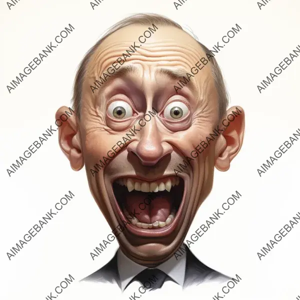 White Background Caricature: Depicting Vladimir Putin