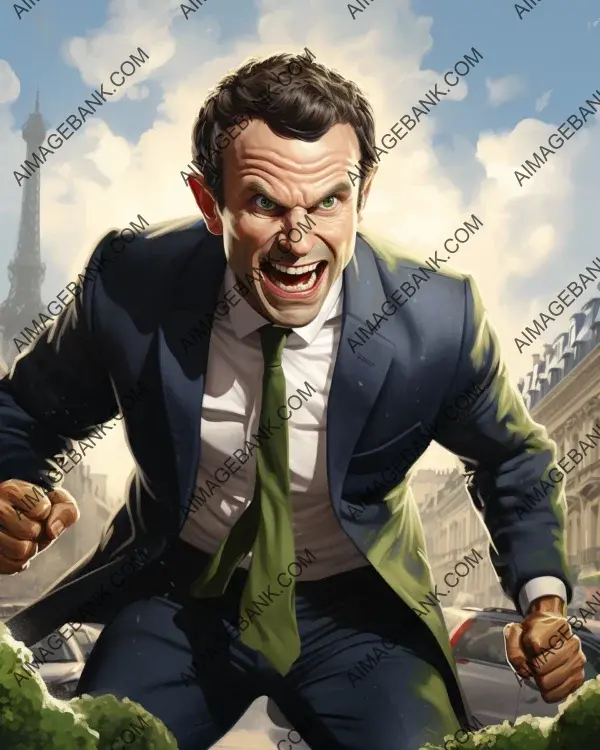 Emmanuel Macron: Caricature Hulk Fusion