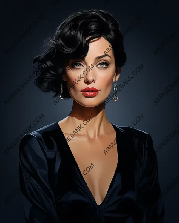 Artistic Caricature of Monica Bellucci with Digital Art