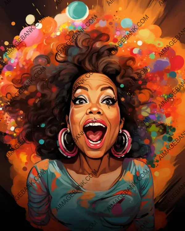 Oprah Winfrey Caricature: Vibrant Digital Art