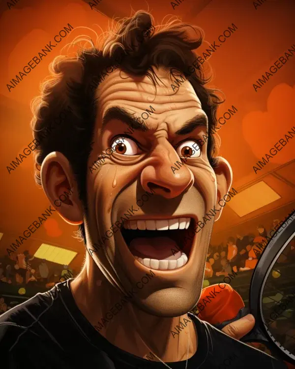 Artistic Caricature of Pete Sampras in Vibrant Style