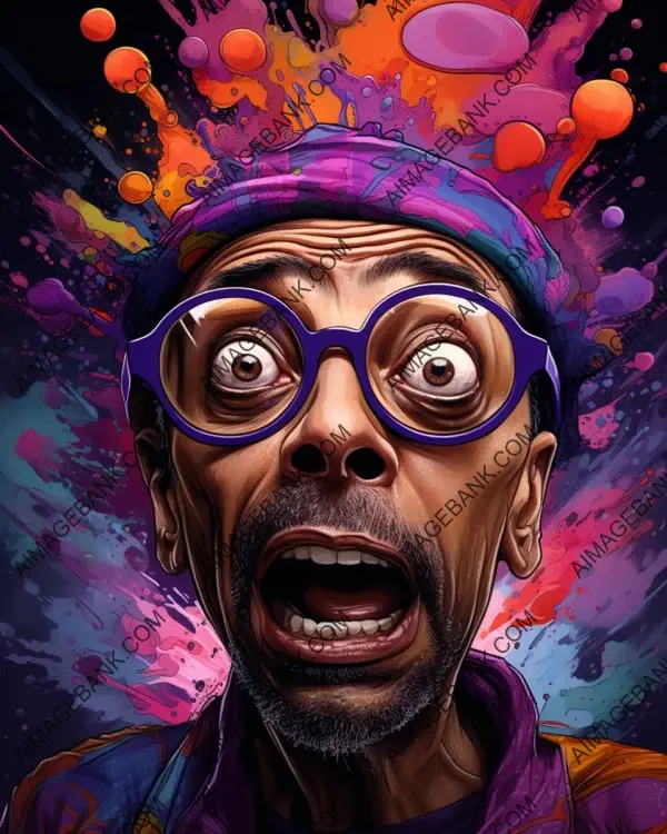 Spike Lee&#8217;s Energetic Persona Brought to Life with Vibrant Caricature and Digital Art