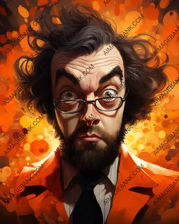 Stanley Kubrick: A Vibrant Caricature Immortalized through Digital Art