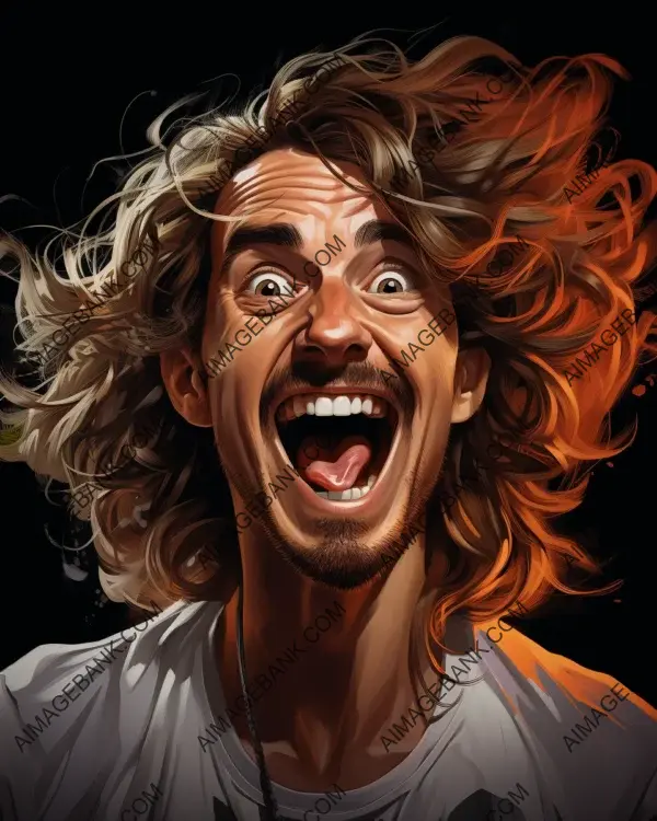 Stefanos Tsitsipas&#8217; Energetic Persona Brought to Life with Vibrant Caricature and Digital Art