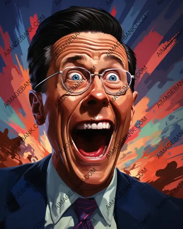 Celebrating Stephen Colbert: A Dynamic Caricature Crafted with Digital Art