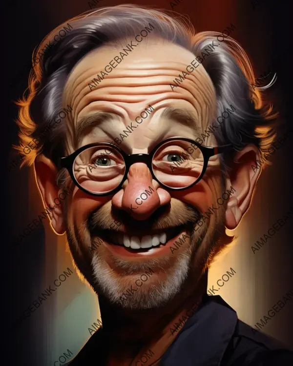 Exploring the Artistic Universe of Steven Spielberg: Vibrant Caricature with Digital Art