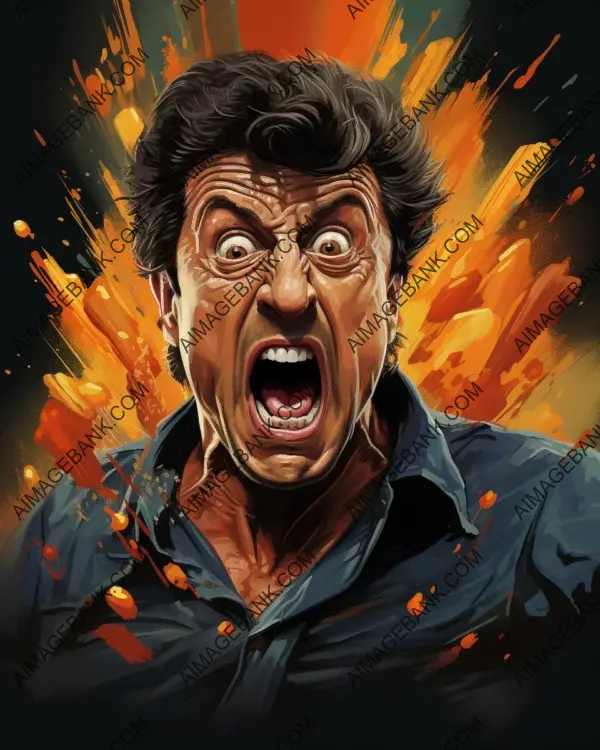 Sylvester Stallone: A Vibrant Caricature Showcased with Digital Art