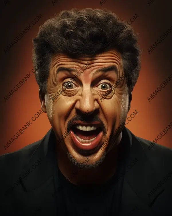 Exploring the Artistic World of Sylvester Stallone: Vibrant Caricature with Digital Art Techniques