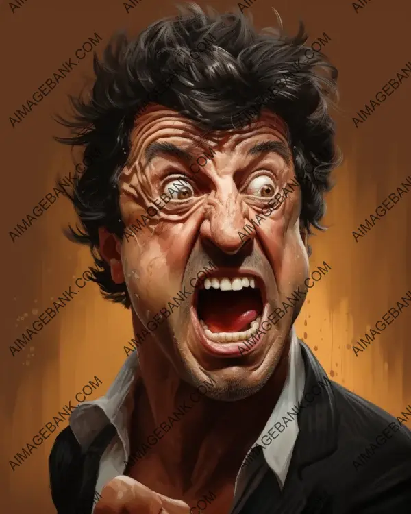 Reimagining Sylvester Stallone: Vibrant Caricature Brought to Life with Digital Art