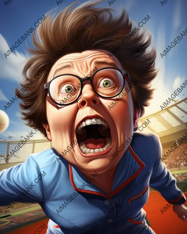 Vibrant Caricature of Billie Jean King with Digital Art