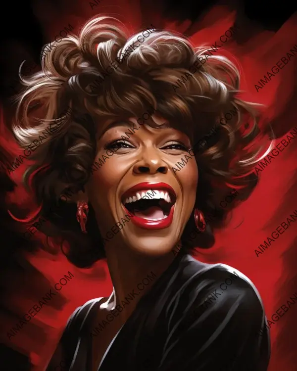 Exploring the Artistic World of Whitney Houston: Vibrant Caricature with Digital Art Techniques