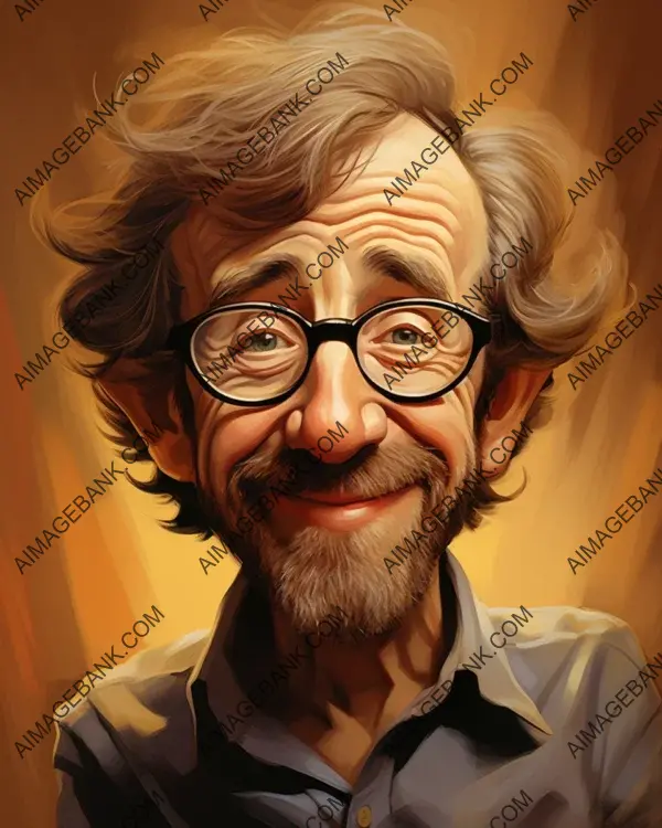 Woody Allen: A Vibrant Caricature Showcased with Digital Art Techniques