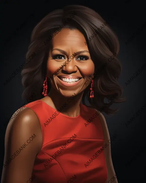 Michelle Obama&#8217;s Vibrant Caricature: Digital Art at Its Best