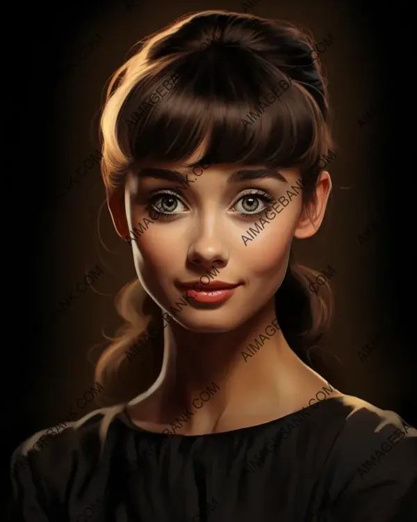 Engaging caricature of Audrey Hepburn presented in vibrant digital art.