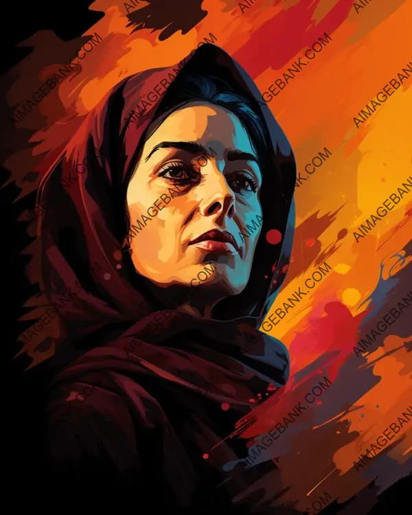 Vibrant digital art featuring Benazir Bhutto&#8217;s captivating caricature.