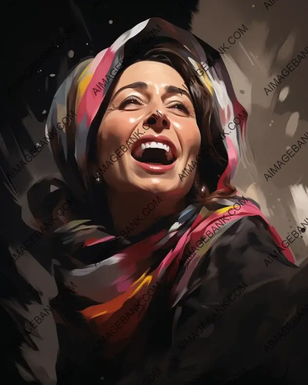 Vibrant digital art showcasing Benazir Bhutto&#8217;s engaging caricature.