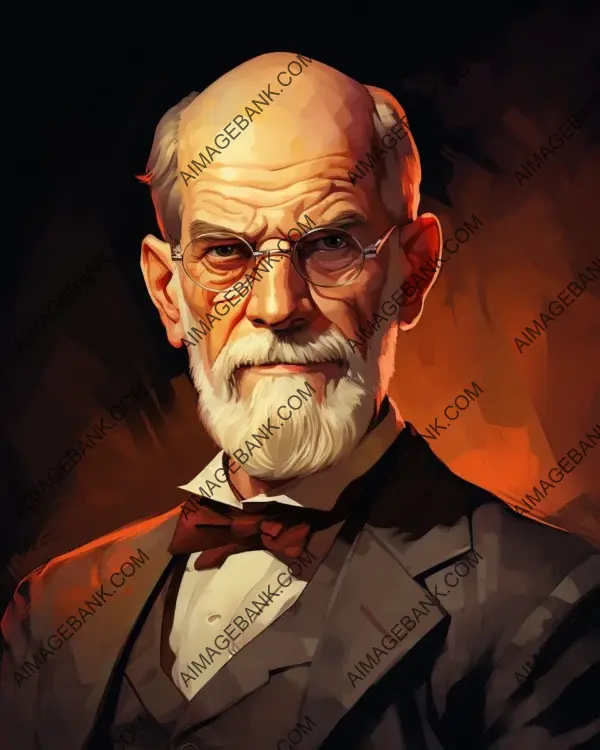 Sigmund Freud&#8217;s Vibrant Caricature: Delving into the Psychology of Digital Artistry