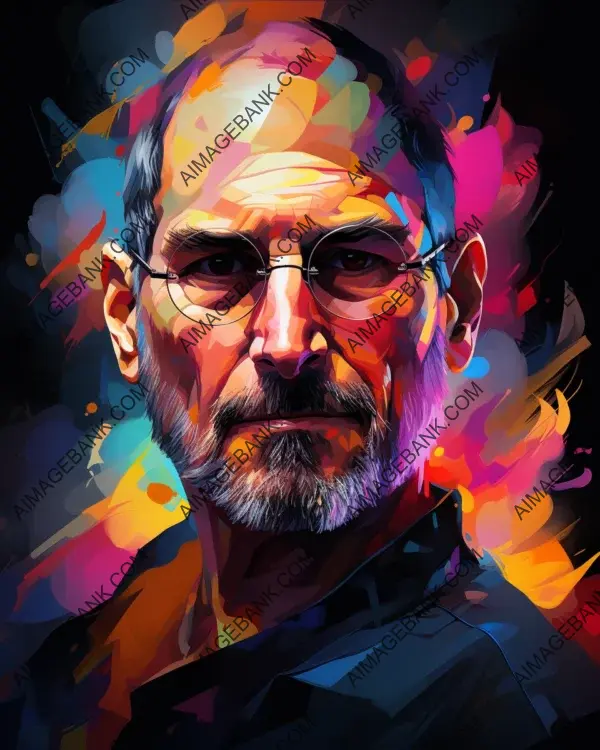 Steve Jobs&#8217; Vibrant Caricature: Honoring the Legacy of Technological Revolution through Art