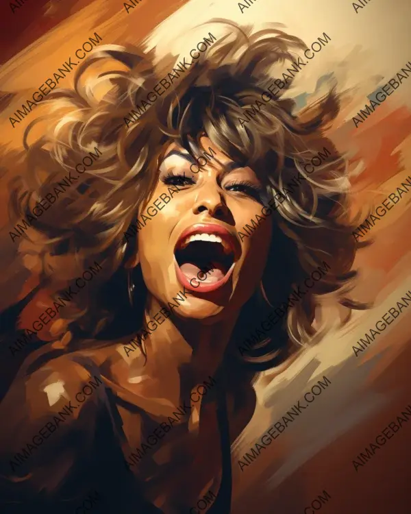 Tina Turner&#8217;s Vibrant Caricature: Rocking the Digital Art World with Technological Finesse